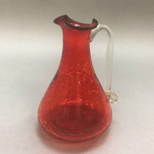 Load image into Gallery viewer, Red Crackle Glass Pitcher with Clear Handle (4.5&quot;)
