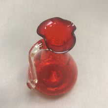 Load image into Gallery viewer, Red Crackle Glass Pitcher with Clear Handle (4.5&quot;)

