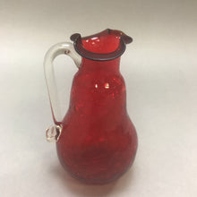 Load image into Gallery viewer, Red Crackle Glass Pear Shaped Pitcher (5&quot;)
