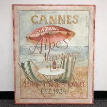 Load image into Gallery viewer, Fabrice de Villeneuve - Parasol et Cinzano French Beach Scene Canvas Print (39.5x32)
