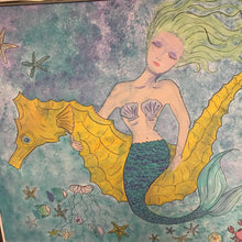Load image into Gallery viewer, Midge Pippel Canvas Art Print - Mermaid on Seahorse (37x49)
