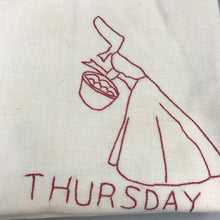 Load image into Gallery viewer, Vintage Set of 8 Embroidered Day of Week Tea Towel
