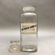 Load image into Gallery viewer, Large Antique 19th Century Apothecary Glass Bottle Jar Original &quot;Althea Concis&quot; Label
