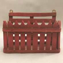 Load image into Gallery viewer, Wall Wood Red Painted Picket Fence Planter (7x10x4)
