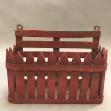 Load image into Gallery viewer, Wall Wood Red Painted Picket Fence Planter (7x10x4)
