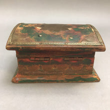 Load image into Gallery viewer, Vintage Rustic Trinket Treasure Box with Hinged Lid &amp; Brass Accents (3x5x4)
