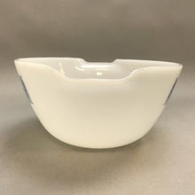 Load image into Gallery viewer, Vintage Milk Glass Mixing Bowl with Blue Western Wagon Train 13/4qt.
