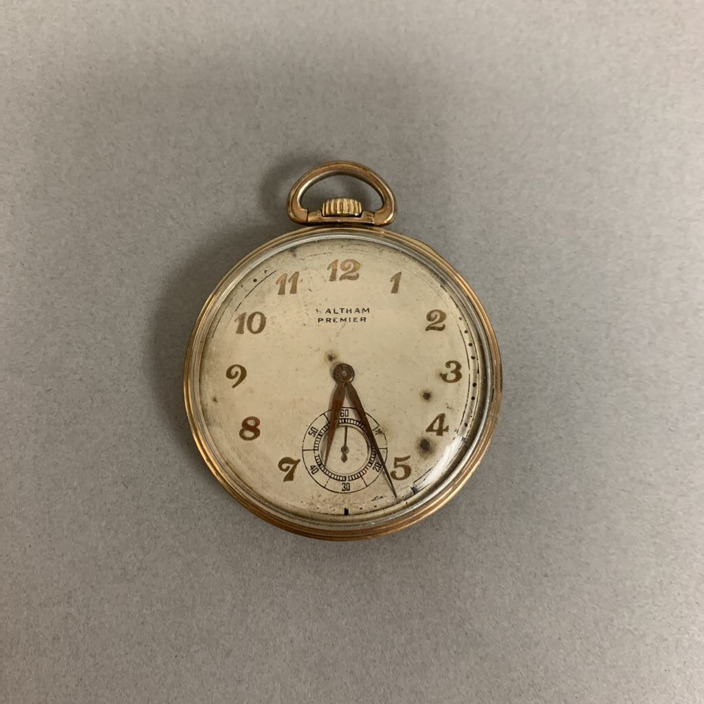 Antique Waltham Premier 10K Rolled Yellow Gold Plated Pocket Watch (As-Is)