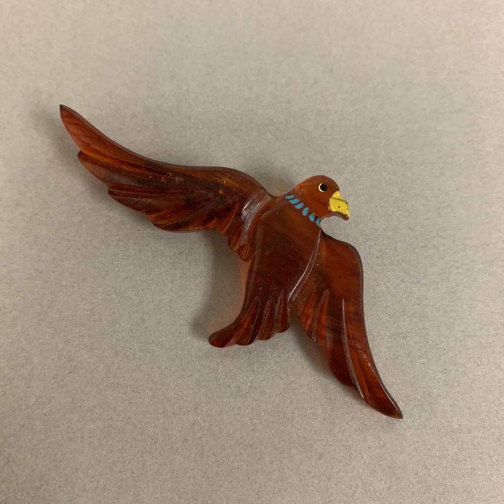 Vintage Amber Bakelite Eagle Bird Brooch Pin (3.5