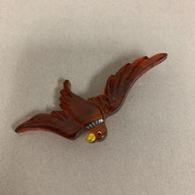 Load image into Gallery viewer, Vintage Amber Bakelite Eagle Bird Brooch Pin (3.5&quot;)
