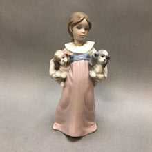 Load image into Gallery viewer, Lladro Figurine - Arms Full of Love, Girl w/ Puppies #6419 (8&quot;)
