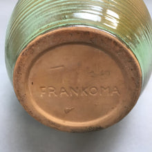 Load image into Gallery viewer, MCM Frankoma # 71 Vase Prairie Green Ribbed Design Leaf Handles (11&quot;)

