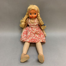 Load image into Gallery viewer, Vintage Jointed Cloth Doll Celluloid Face Blonde Pigtails (18&quot;)
