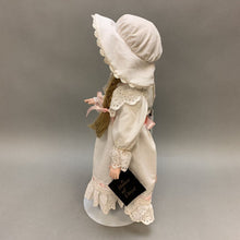 Load image into Gallery viewer, Vintage House of Lloyd Porcelain Doll in White &amp; Pink Dress w/ Bonnet (16&quot;)
