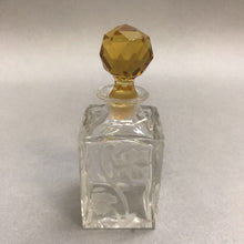 Load image into Gallery viewer, Vintage Crystal Small Embossed 4 Sided Bottle with Amber Stopper (3&quot;)
