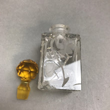 Load image into Gallery viewer, Vintage Crystal Small Embossed 4 Sided Bottle with Amber Stopper (3&quot;)
