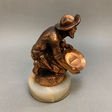 Load image into Gallery viewer, Copper Miner Prospector Panning Statue on Marble Alaska Souvenir (5.5&quot;)
