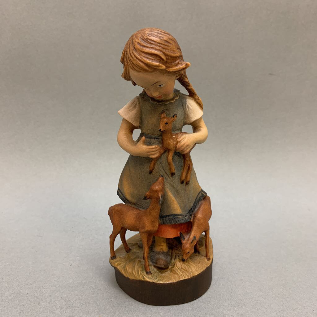 Dolfi Hand Painted Carved Wood Girl Figure (6