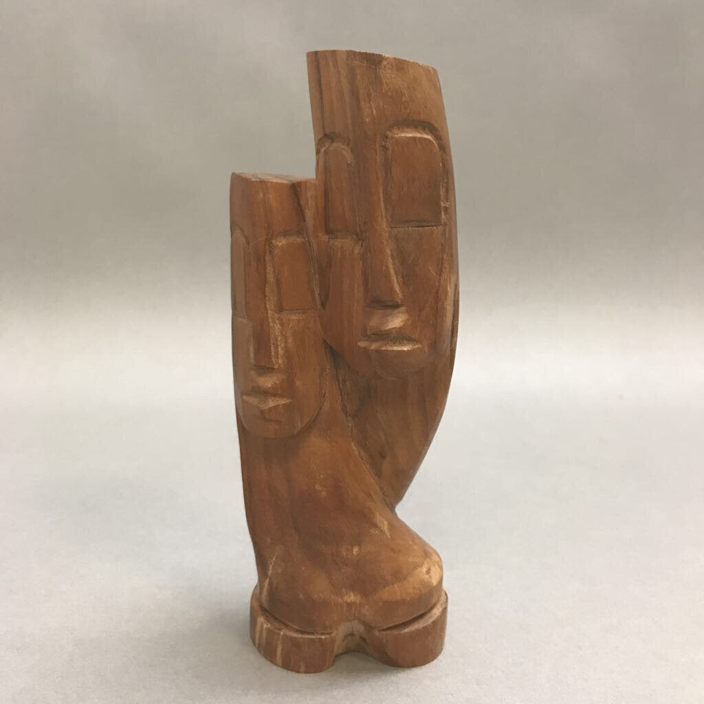 Vintage Wood Sculpture Hand Carved Loving Couple (6