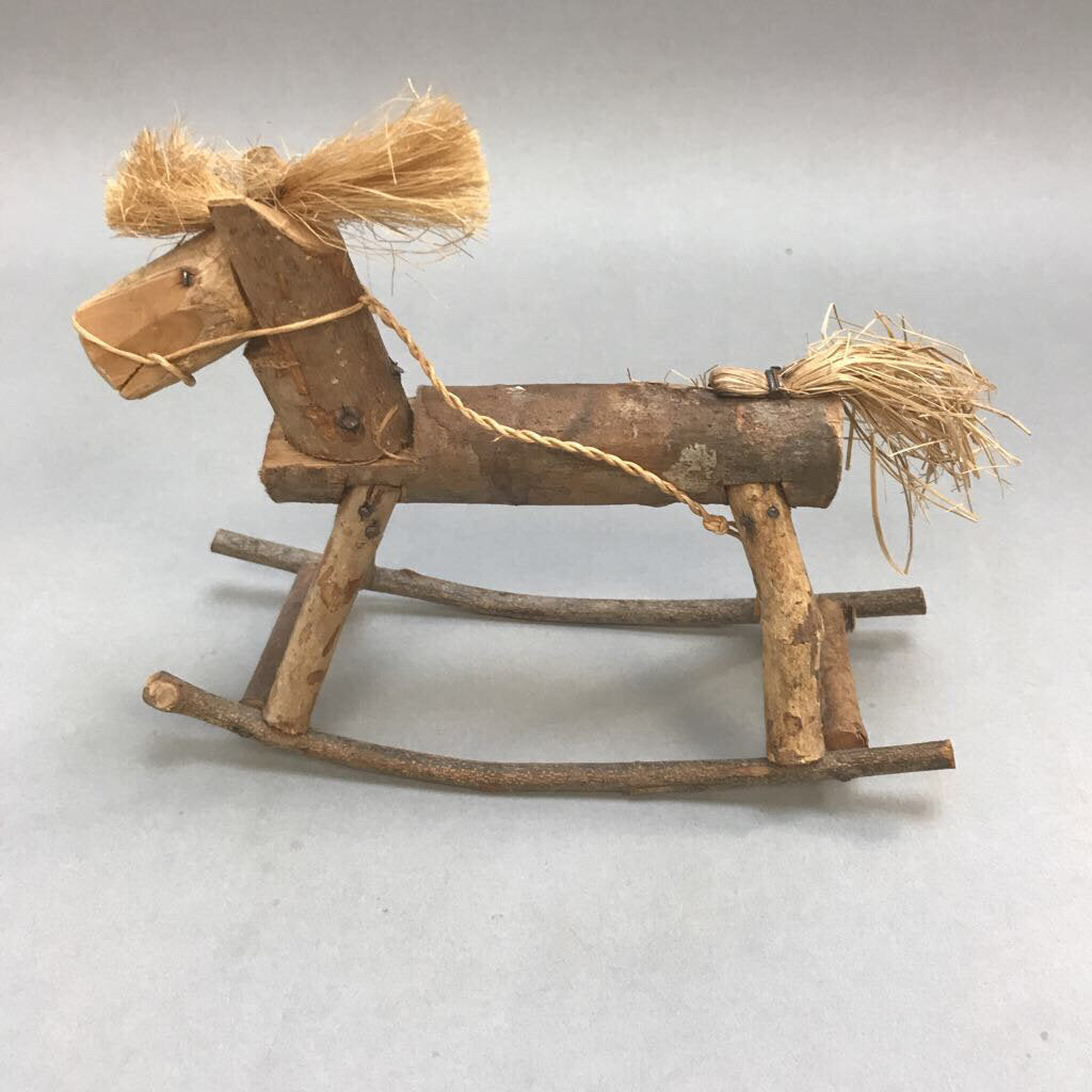 Vintage Wooden Handmade Primitive Rocking Horse Figurine (8