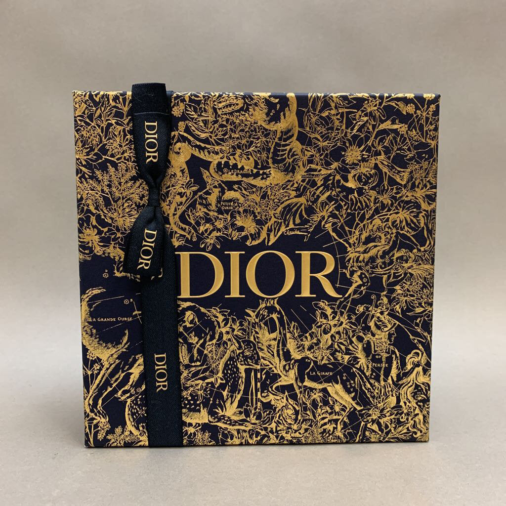 Dior Navy Gold Embossed Print Gift Box (Empty) (8.5x8.5x3