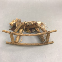Load image into Gallery viewer, Vintage Wooden Handmade Primitive Rocking Horse Figurine with Saddle (7&quot;)
