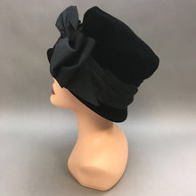Load image into Gallery viewer, Vintage Black Velvet Bow Cloche Hat
