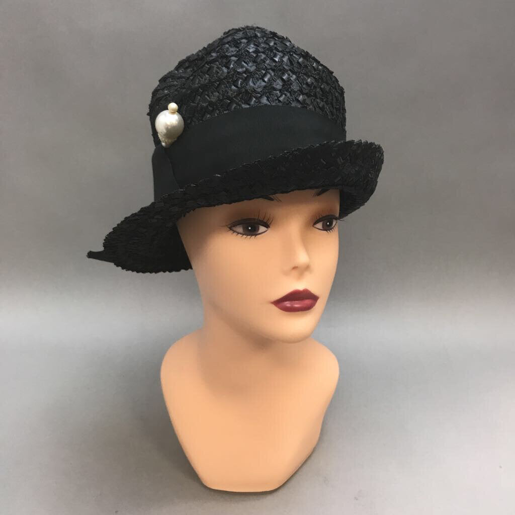 Vintage Black Straw Women's Hat
