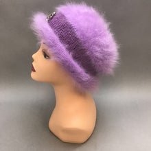 Load image into Gallery viewer, Vintage Purple Women&#39;s Knit Bucket Hat with Brooch
