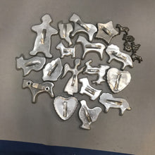 Load image into Gallery viewer, Bag of 22 Vintage Aluminum Tin Cookie Cutters
