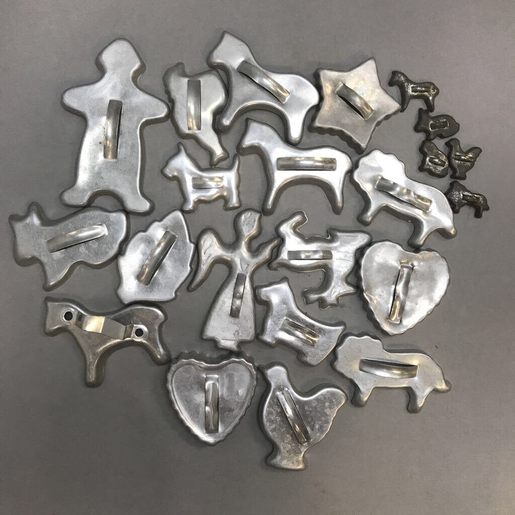Bag of 22 Vintage Aluminum Tin Cookie Cutters