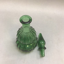 Load image into Gallery viewer, Mini Empoli Green Glass Decanter Genie Bottle with Stopper Double Bubble - (10.5&quot;)
