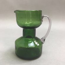 Load image into Gallery viewer, Antique Hand Blown Twist Applied Handle Small Green Pitcher (5&quot;)
