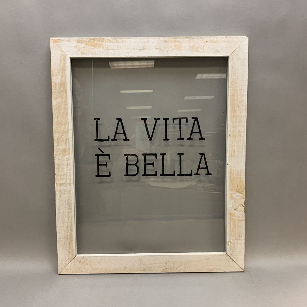 La Vita E Bella Print on Distressed Window Wall Art (21x17