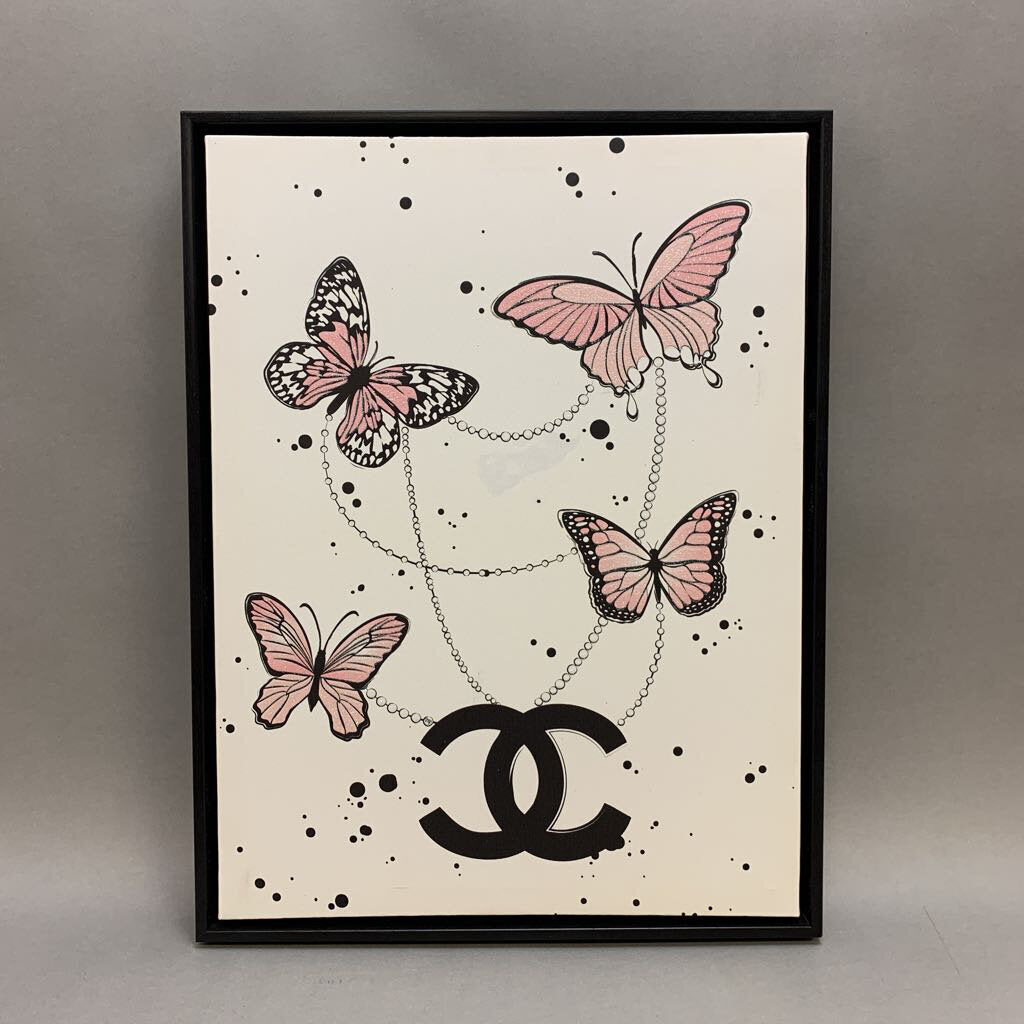 Chanel Butterfly Framed Printed Canvas Wall Art (17x13