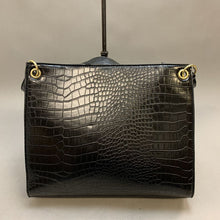 Load image into Gallery viewer, London Fog Black Faux Croc Shoulder Bag Purse (11x12x3&quot;)
