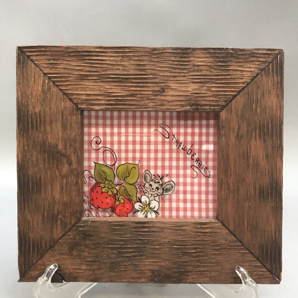 Wood Framed Strawberries with a Mouse (8x8)