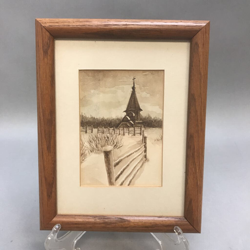 Framed Church in The Prairie (9x7)