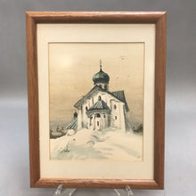 Load image into Gallery viewer, Framed Church Print in The Winter (13x10)

