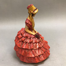 Load image into Gallery viewer, Vintage Chalkware Figurine - Lady in Red Dress (6&quot;)
