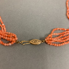 Load image into Gallery viewer, Vintage Pink Coral Beaded Multi-strand Necklace w/ 14K Gold Clasp (16&quot;)
