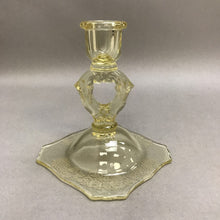 Load image into Gallery viewer, Fostoria dEpression Glass Yellow Elegant Candle Holder Etched (5&quot;)
