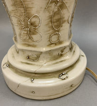 Load image into Gallery viewer, Ceramic Flower Motif Mid Century Lamp As-Is (38x16&quot;)
