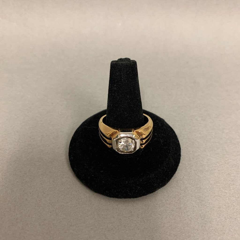 Gold Plated Two-Tone Cubic Zirconia Ring sz 10