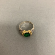Load image into Gallery viewer, Sterling Two-Tone Green Gem Ring sz 9
