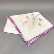 Load image into Gallery viewer, Vintage White &amp; Purple Needlepoint Tablecloth (33x18)
