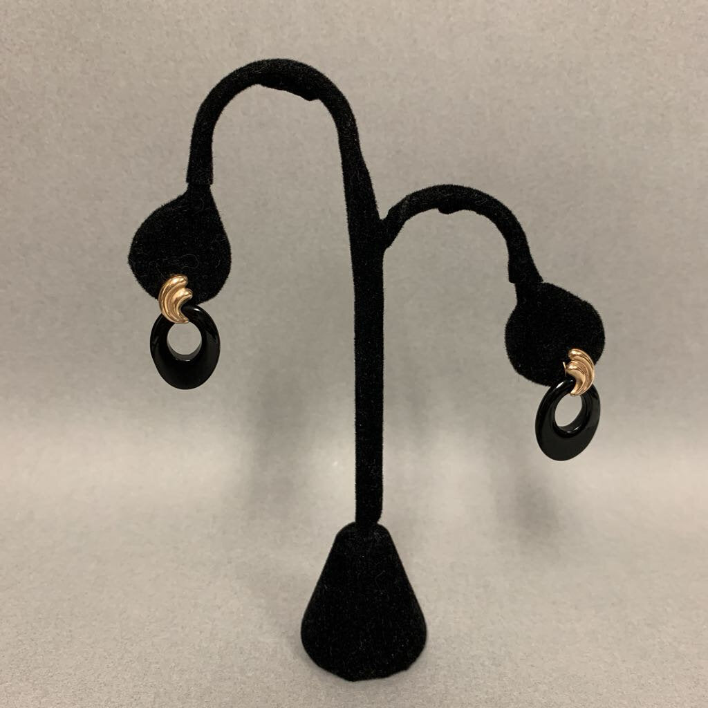 14K Gold Onyx Earrings (3.0g)