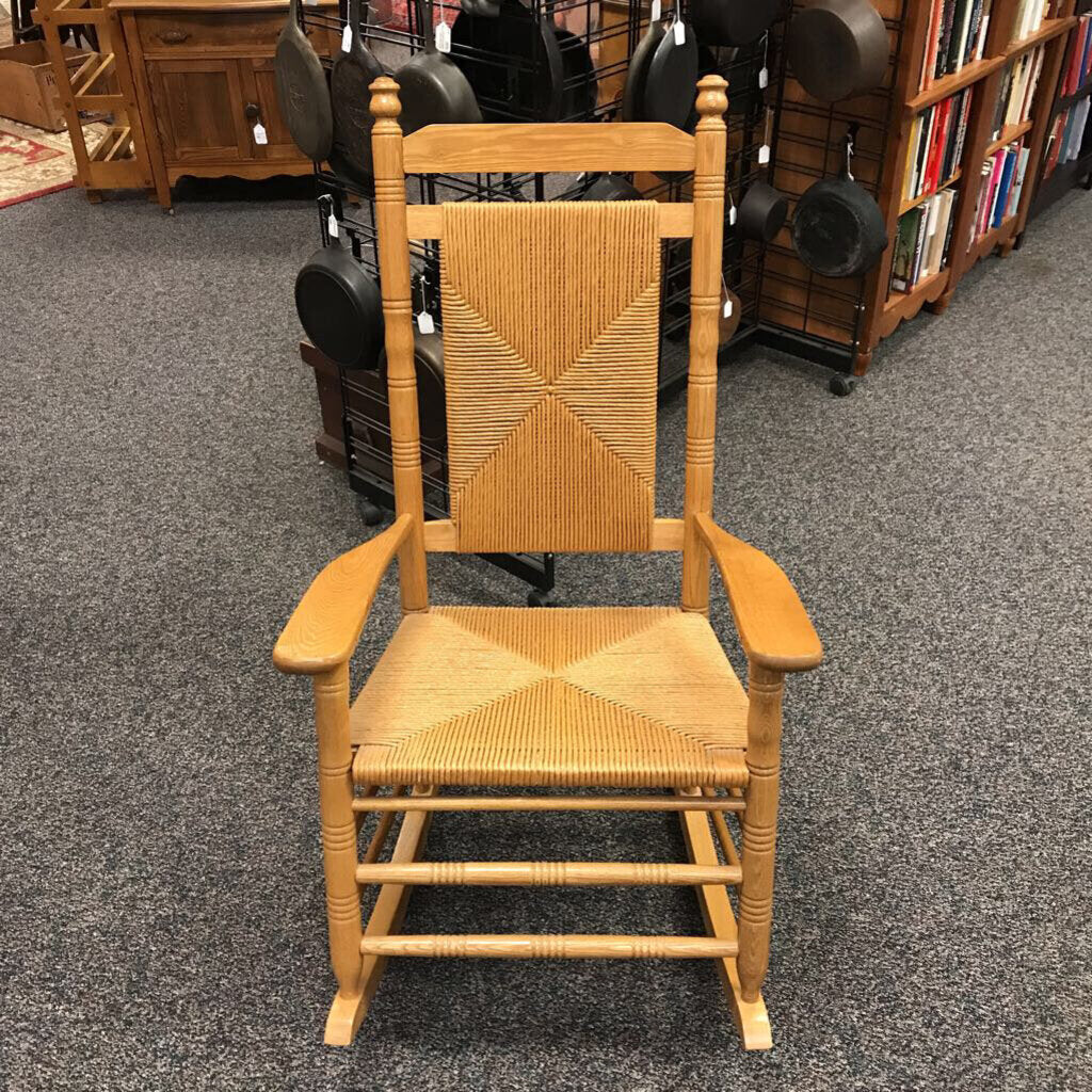 Oak Rattan Rocking Chair (46x26x35)