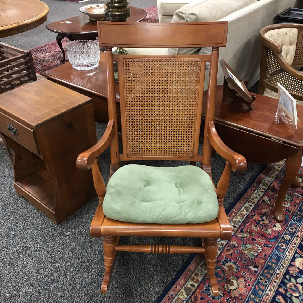 Tell City Maple Wicker Back Rocking Chair (40x25x29)