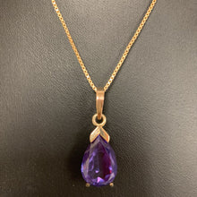 Load image into Gallery viewer, 14K Gold Tanzanite Teardrop Pendant on 16&quot; Chain (7.1g)
